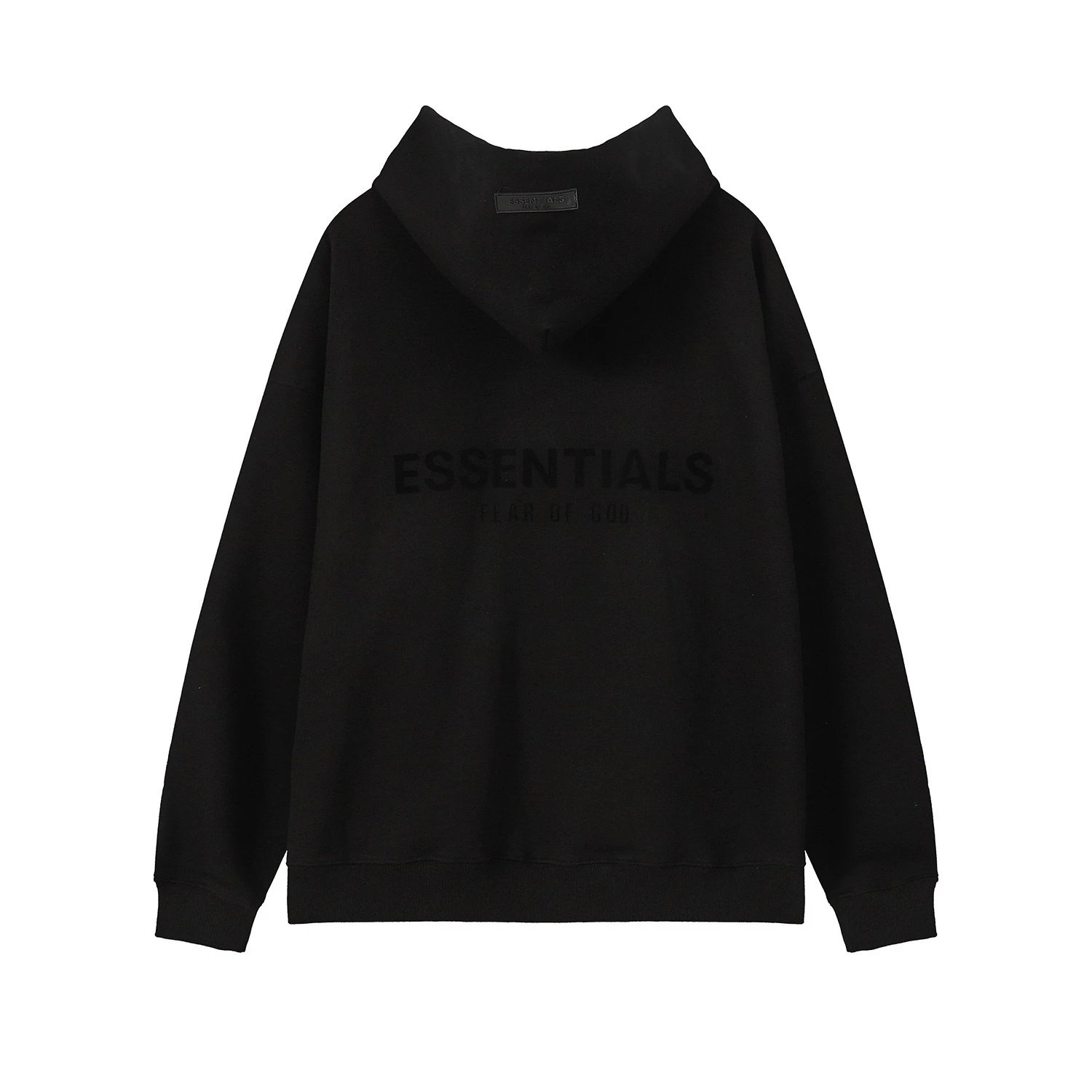 Fear of God Essentials Hoodie Flocked Logo Black