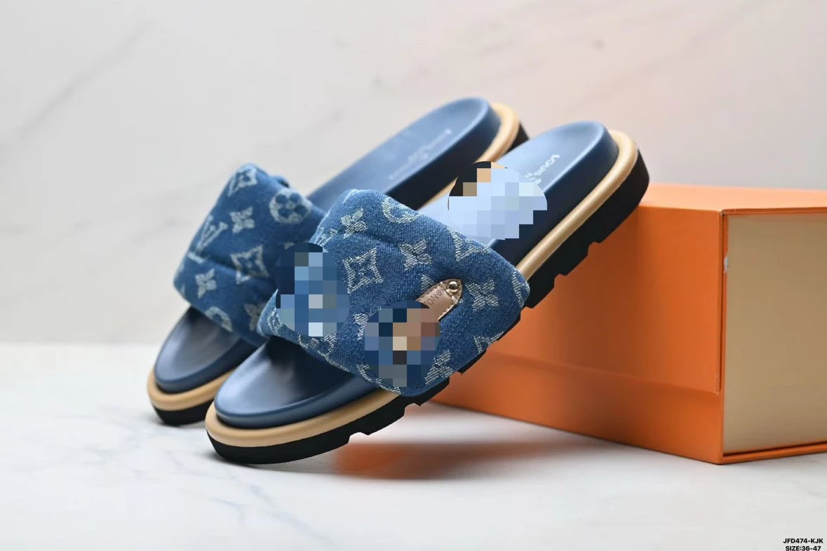 Blue Monogram Slides