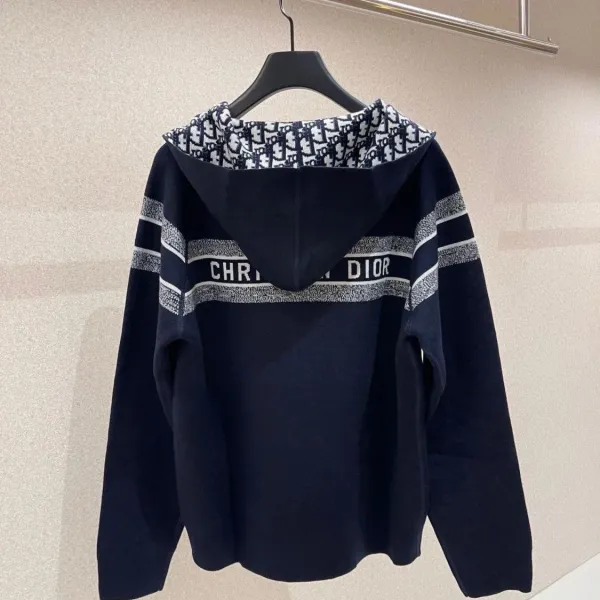 Dior Oblique Hooded Knit Cardigan Navy - 6