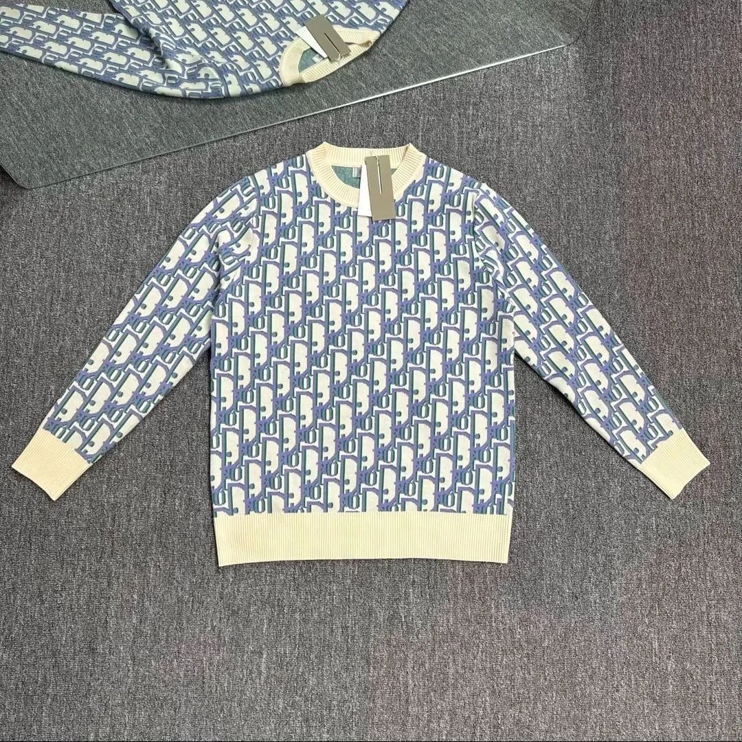 Knitted sweater with the same letter and popular design, men's and women's round neck