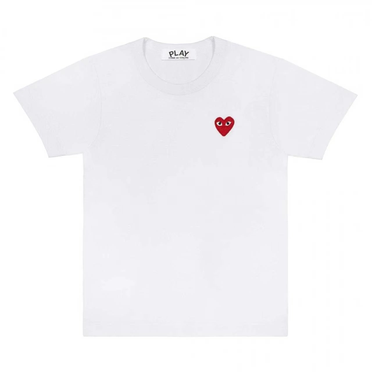 White T-Shirt with Red Heart Logo