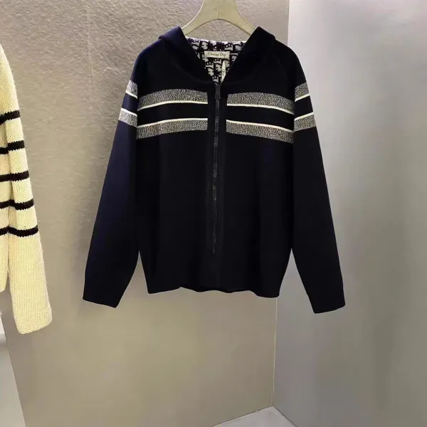 Dior Oblique Hooded Knit Cardigan Navy - 7