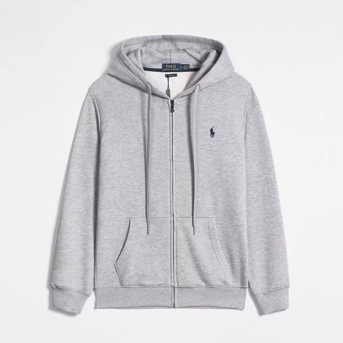 Polo Ralph Lauren Hoodie Full Zip Pony Logo Heather Grey