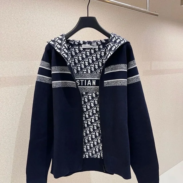 Dior Knitwear Reversible hooded zip-up knit cardigan product detail image 1