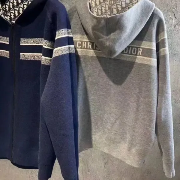 Dior Oblique Hooded Knit Cardigan Navy - 5