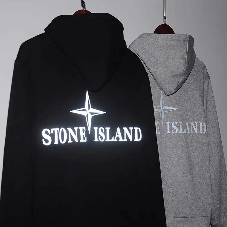 Modemarke Pullover Männer und Frauen Paare lose STONE Stein reflektierende Druck lang ärmel ige Hoodie ISLAND Island Jacke
