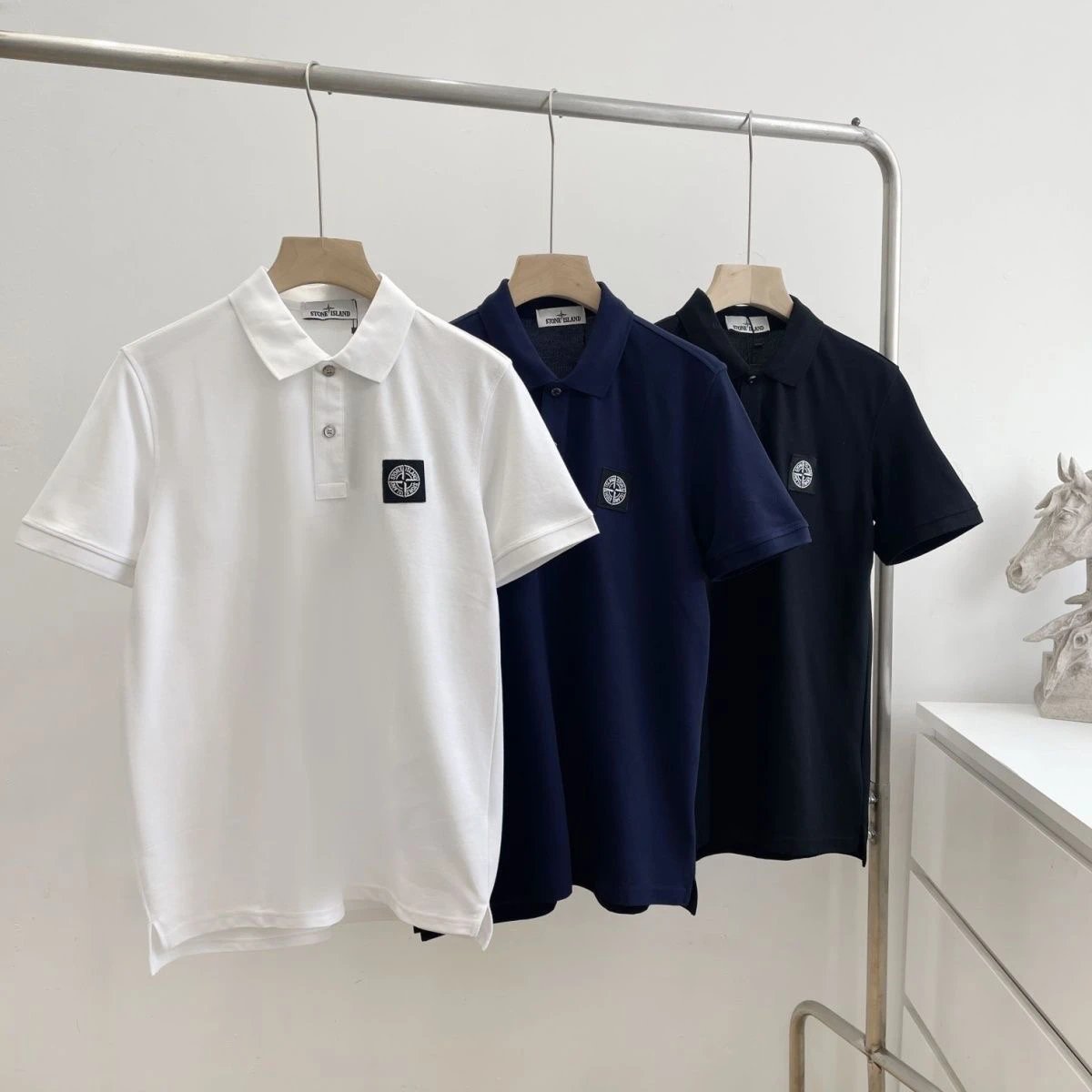 Stein kompass neues kurz ärmel iges POLO-Shirt elastisches Anti-Falten-Nicht-Eisen-Kleines Etikett LOGO Boutique Herren Revers T-Shirt