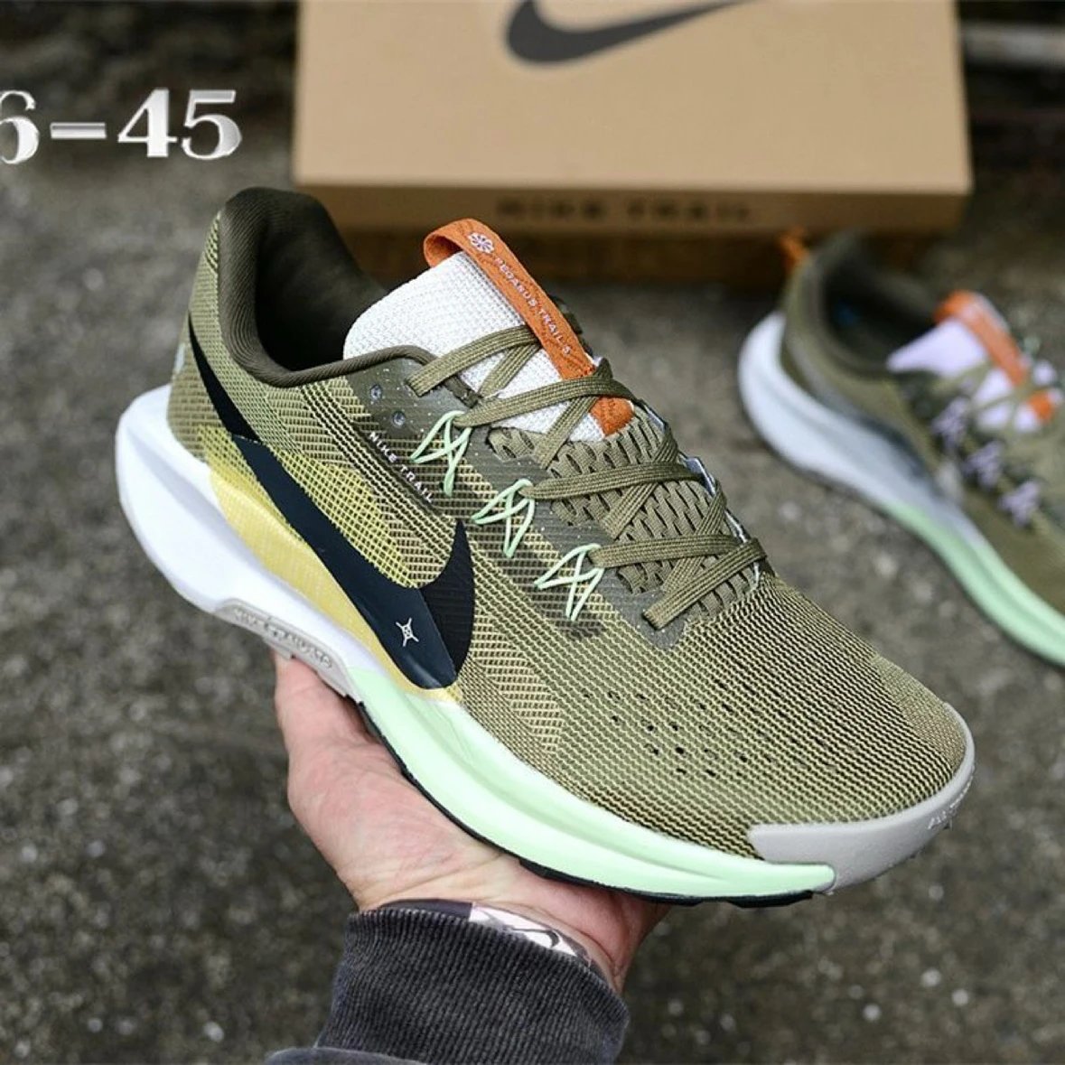 Nike Trail ATC White Green Blue Running Shoes - 9