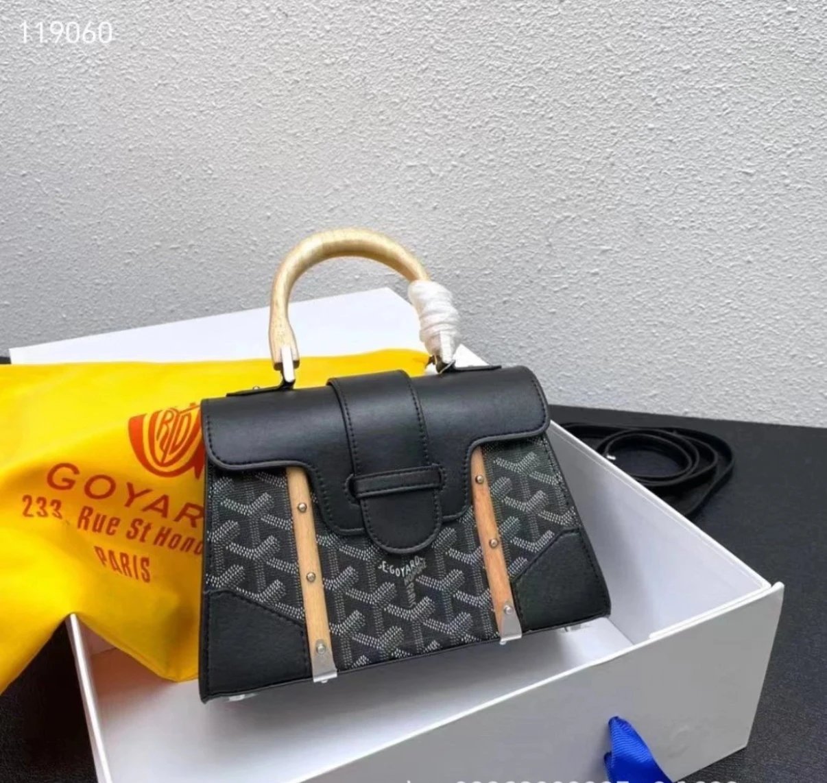 戈雅西贡包复古木质手柄手提差包小方包经典单肩斜跨女士包包 - 133200