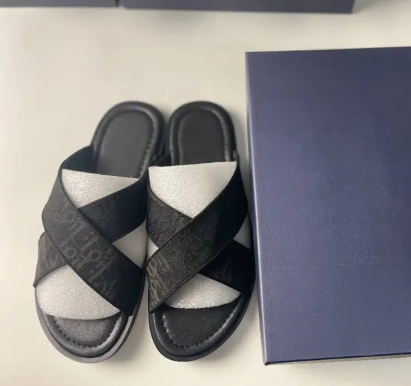 Dior B23 Oblique Slide Silver Black Sandals - 5
