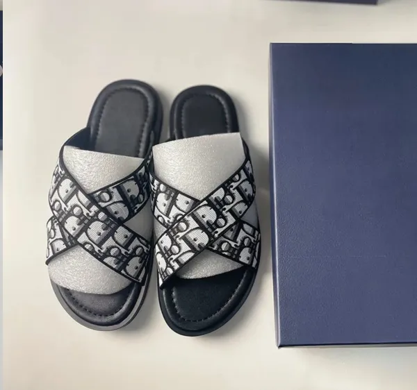 Dior B23 Oblique Slide Silver Black Sandals - 4