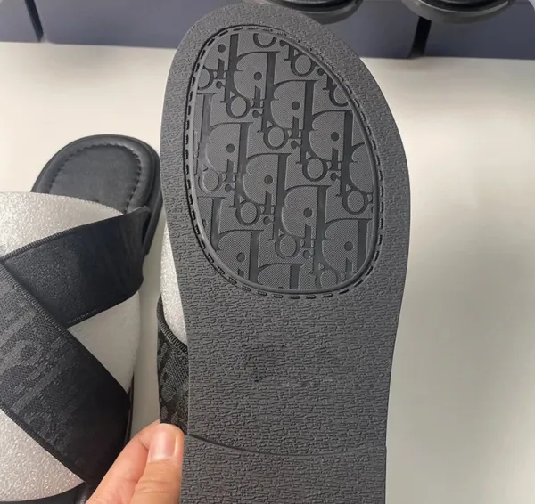 Dior B23 Oblique Slide Silver Black Sandals - 11