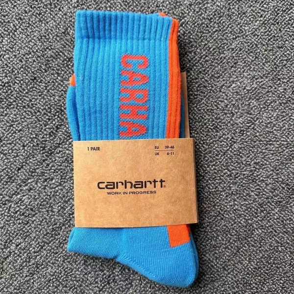 Carhartt Work In Progress Logo Socks Blue Orange Socks - 1