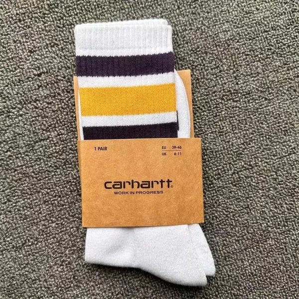 Carhartt WIP Striped Crew Socks White/Yellow/Purple Socks - 1