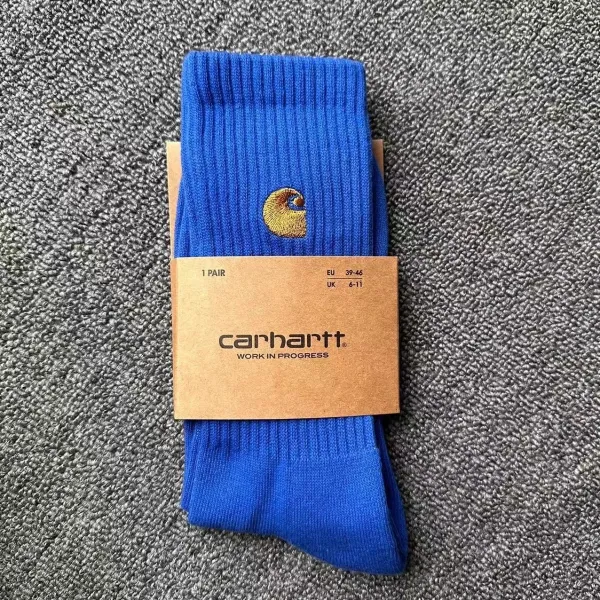 Carhartt WIP Logo Embroidered Ribbed Socks Blue - 1