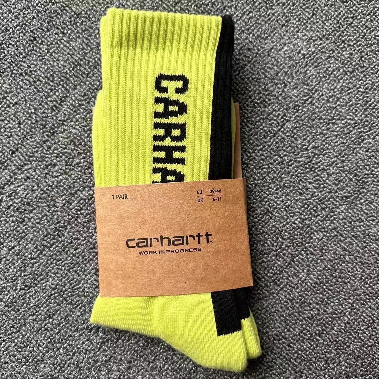 Carhartt WIP Logo Socks Neon Yellow/Black Socks - 1