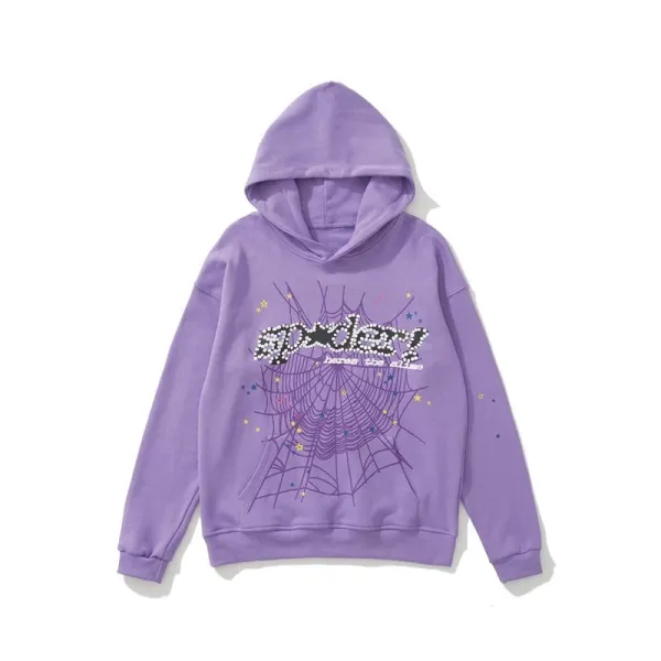 Spoderi Spider Web Embellished Purple Hoodie - 30