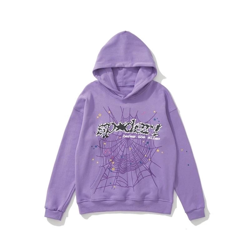 Spoderi Spider Web Embellished Purple Hoodie - 1