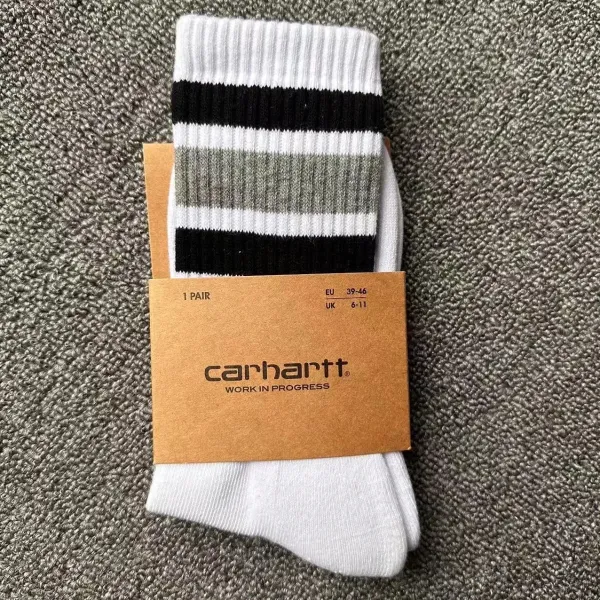 Carhartt Work In Progress Stripe Crew Socks White/Black/Olive Multicolor - 1