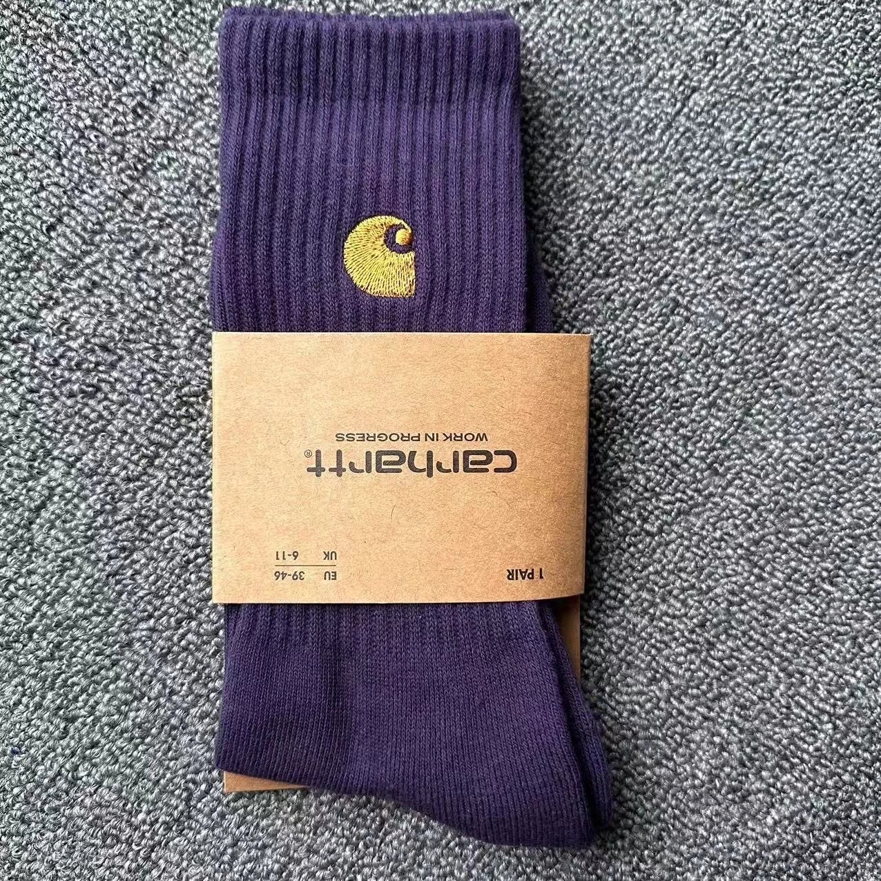 Carhartt WIP Logo Embroidered Ribbed Socks Purple - 1