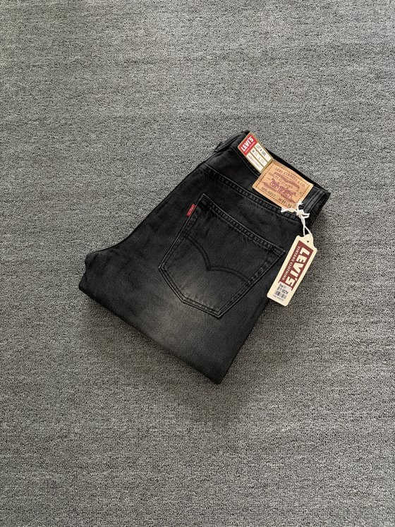 【In Stock】New Made in USA Levis 505 Black Grey Wash Straight Loose Fit Zip Fly Non-Stretch Denim Jeans 6521