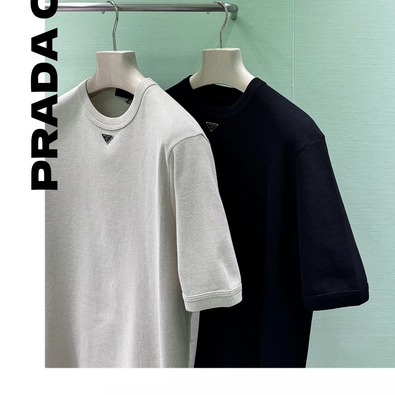 Gm produced/pa two-color waffle short sleeved shirt