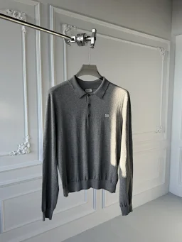 thumbnail for 现货/ce花灰长袖polo/60s羊绒触感纱线/精密18针制造/老钱必备