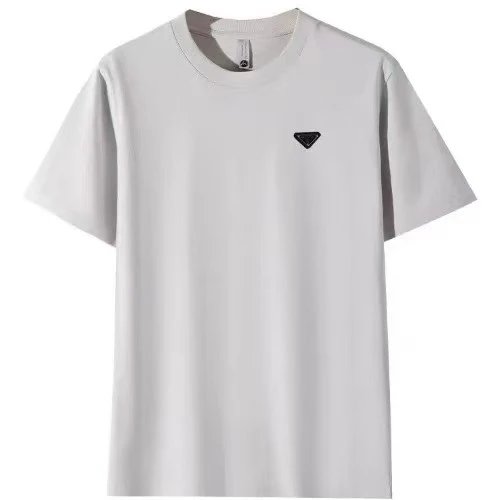 Prada Triangle Logo T-Shirt in Light Gray - 24