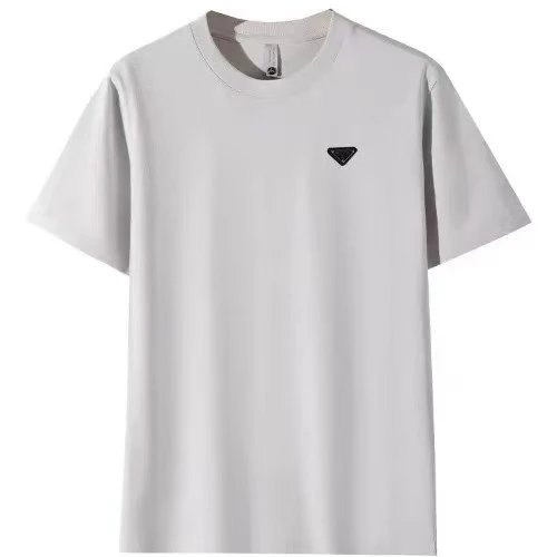 Prada Triangle Logo T-Shirt in Light Gray - 1