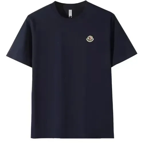 Moncler Logo Embroidered Navy T-Shirt - 1