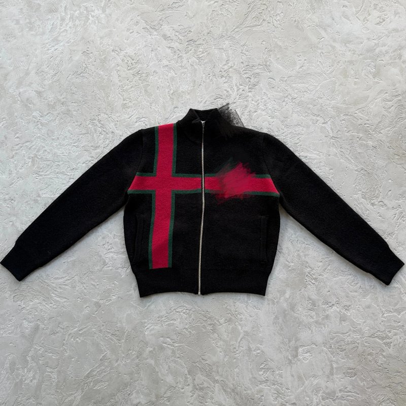238¥lux knit zip up-black