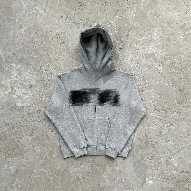 219¥ id grey zip up hoodie