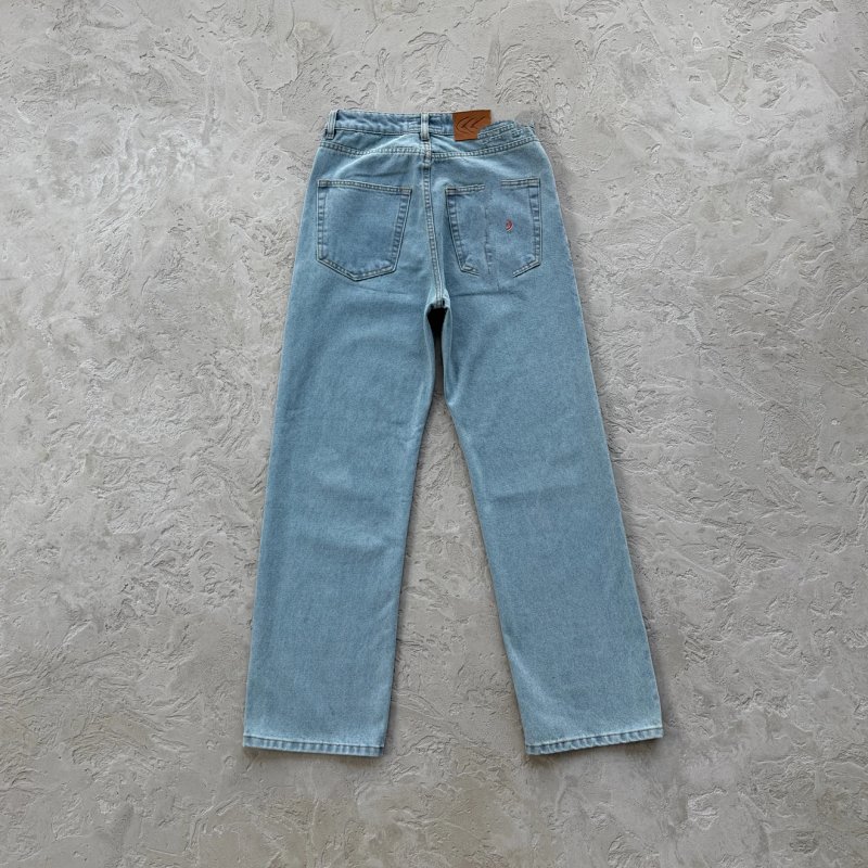 229¥ DUAL STRIPE BAGGY JEANS-blue