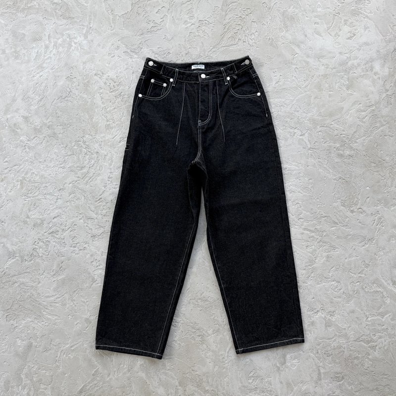 229¥ SWEATS DENIM BAGGY JEANS - BLACK
