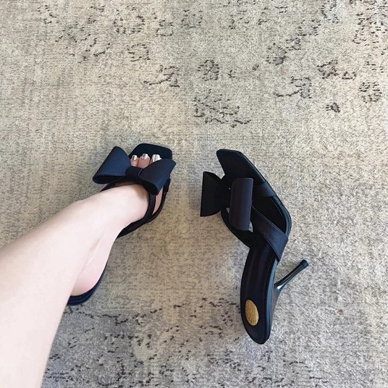 Women's Sheepskin Designer-Style Slingback Heeled Sandals 2025 New Bow Square-Toe Chic Summer Dress Sandals Peep-Toe Heels In Stock