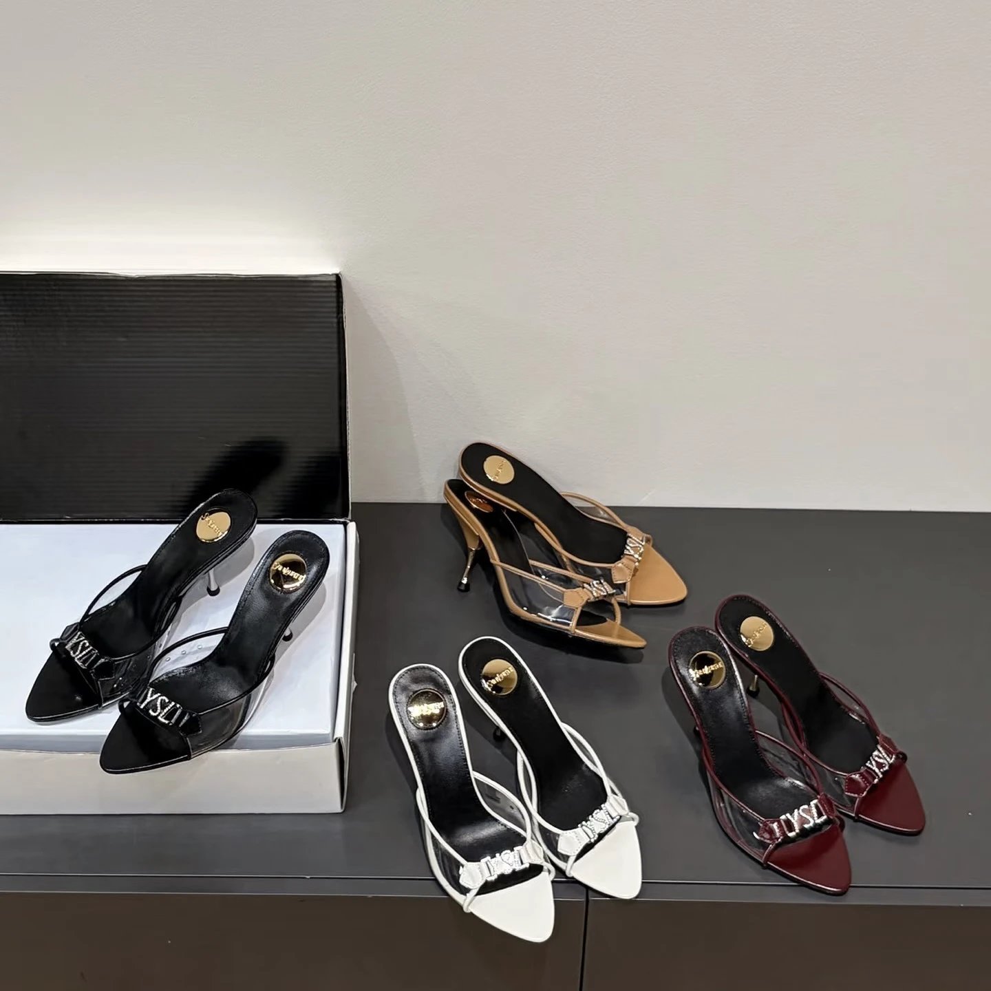 Women's 2026 Summer New Arrival Letter-Buckle Transparent Open-Toe Slide Sandals – Yang Linlin Style, Sexy Thin-Heel Pointed Toe Elegant Slides