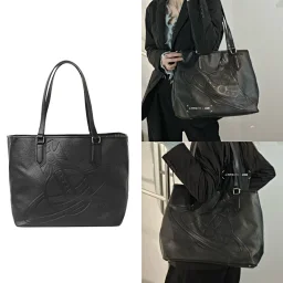 thumbnail for Vivienne西太后土星荔枝纹小牛皮手提包Tote 容量很大 通勤非常合适