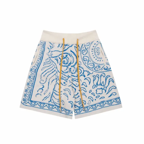 Rhude Bandana Knit Shorts Blue - 9