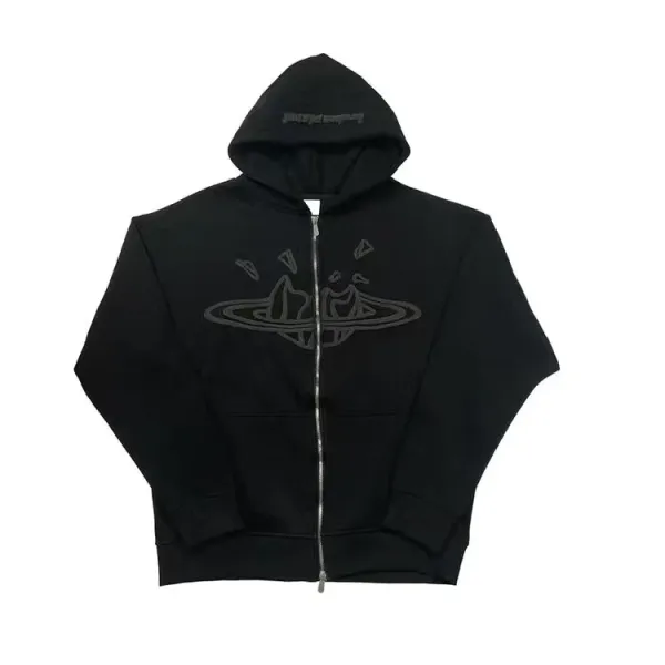Vivienne Westwood Orb Logo Zip-Up Hoodie Black - 1