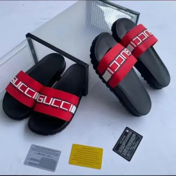 Gucci Pursuit Slide White Red Green Striped Slippers - 2
