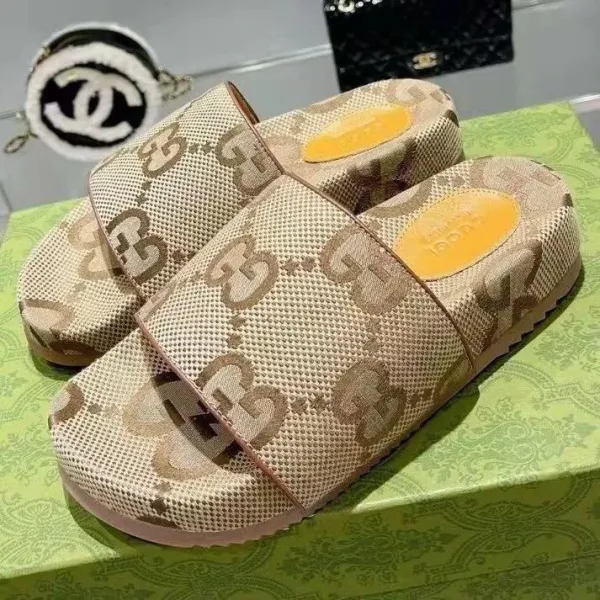 Gucci GG Marmont Slide Sandals Beige Monogram Slippers - 2