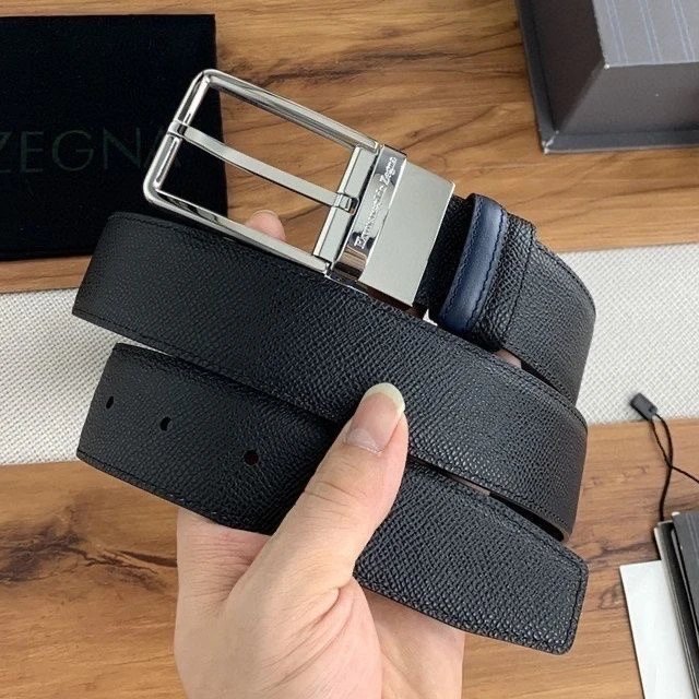Ermenegildo Zegna Belts Reversible textured pin-buckle belt — 3