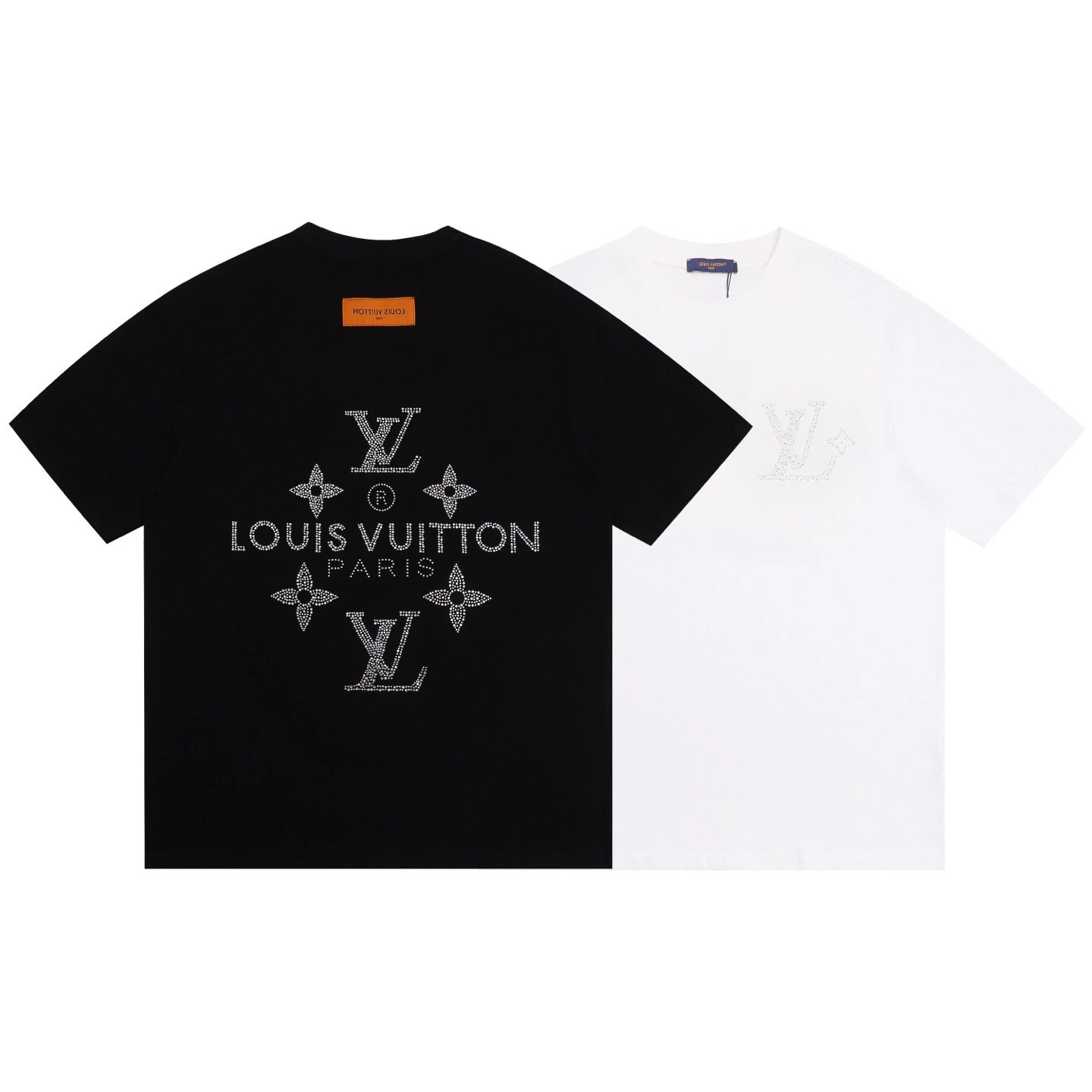 Louis Vuitton T-Shirt Black White Crystal Embellished Graphic Tee