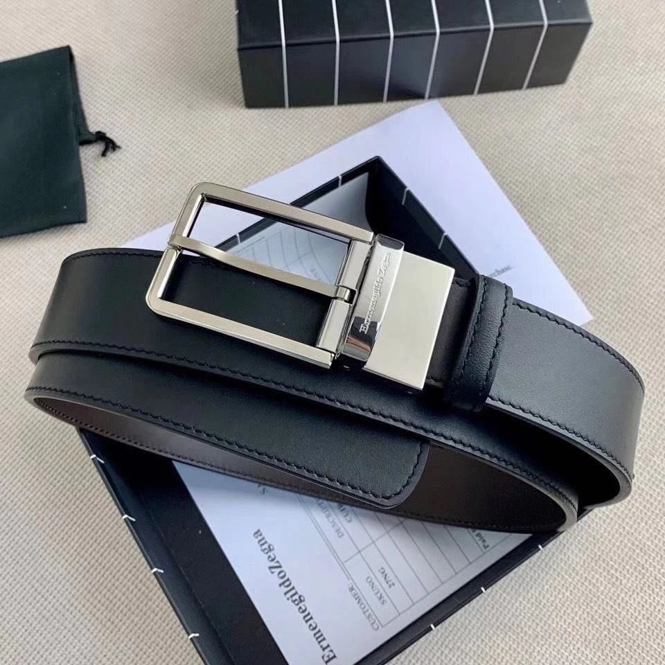 Ermenegildo Zegna Belts Reversible textured pin-buckle belt — 4