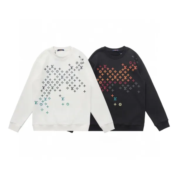 Louis Vuitton Monogram Gradient Embroidery Hoodie White and Black - 1