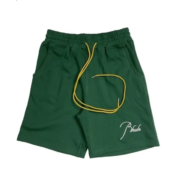 Rhude Script Logo Drawstring Shorts Green - 1