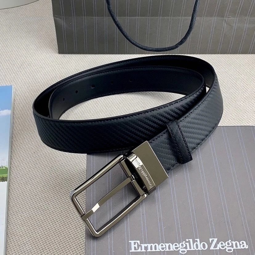 Ermenegildo Zegna Belts Reversible textured pin-buckle belt — 1