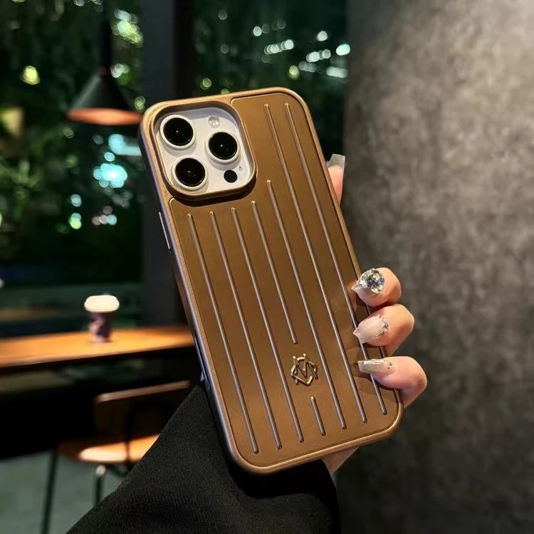 RIMOWA Phone Cases Ribbed aluminum alloy case compatible with iPhone 12–16 Pro Max — Golden