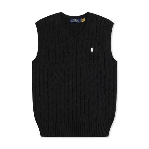 Polo Ralph Lauren Cable Knit V-Neck Vest Black - 4
