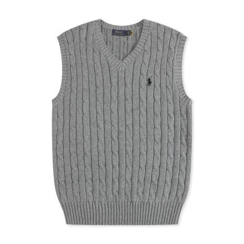 Polo Ralph Lauren Cable Knit V-Neck Vest Black - 6
